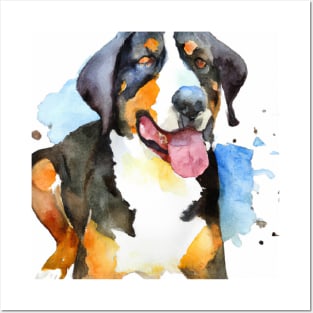 Watercolor Greater Swiss Mountain Dog - Dog Lovers Posters and Art